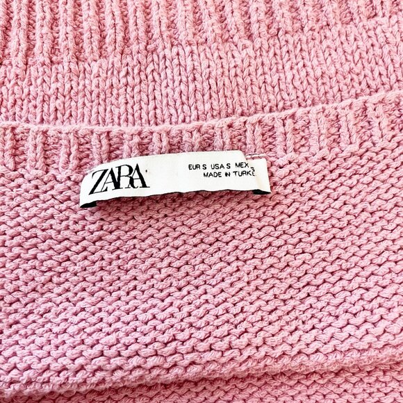Zara Pink Knit Square Neck Crop Top Tank Minimalist - Size Small - Picture 3 of 4